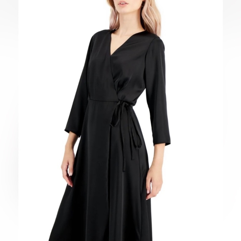 alfani Women's Elbow Sleeve Satin
Surplice Dress Black size 4 classic elegant - Picture 4 of 4